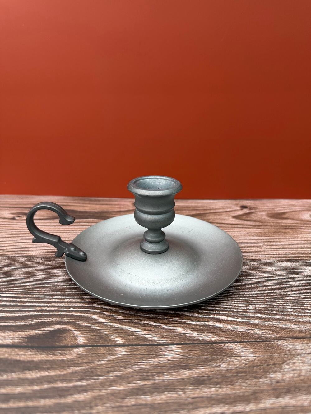 Avon American Heirloom Pewter Chamberstick Candle Holder Vintage